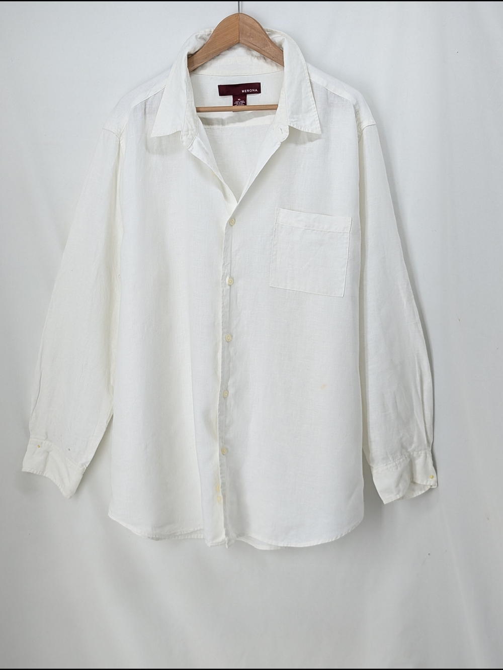 Men's Linen XL White Button-Up Shirt by Merona